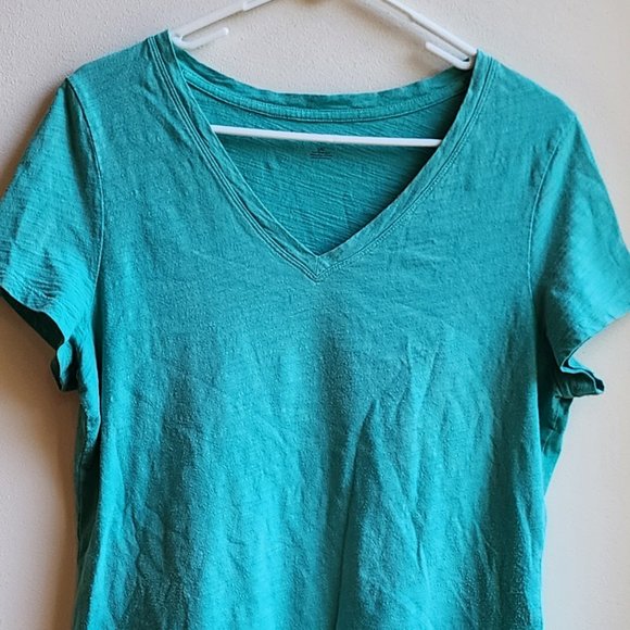 Tommy Hilfiger Aqua V-Neck T-Shirt Size Large - Picture 5 of 16